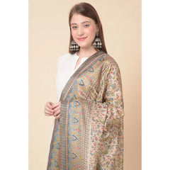 Mayawye Women's Art Silk Printed Dupatta (Light Brown, Length: 2.25 to 2.50 Mtr)