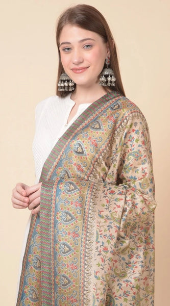 Mayawye Women's Art Silk Printed Dupatta (Light Brown, Length: 2.25 to 2.50 Mtr)
