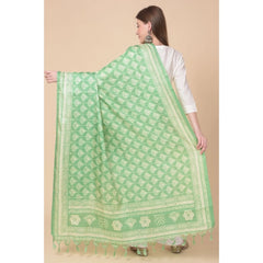 Mayawye Women's Art Silk Printed Dupatta (Light Green, Length: 2.25 to 2.50 Mtr)