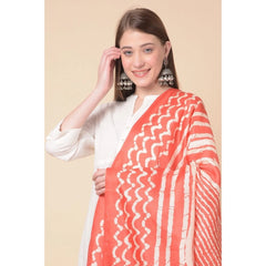 Mayawye Women's Art Silk Printed Dupatta (Orange, Length: 2.25 to 2.50 Mtr)