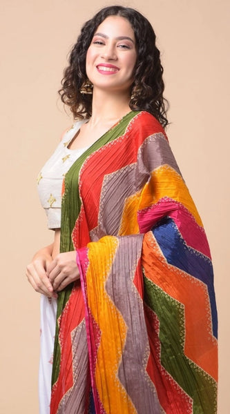 Mayawye Women's Chanderi Printed Dupatta (Multicolor, Length: 2.25 to 2.50 Mtr)