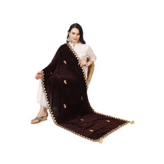 Mayawye Women's Velvet Gotta Patti Dupatta (Brown, Length: 2.25 to 2.50 Mtr)