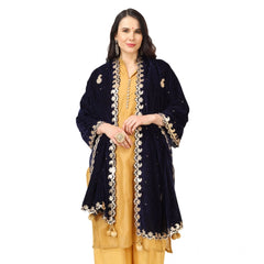 Mayawye Women's Velvet Gotta Patti Dupatta (Blue, Length: 2.25 to 2.50 Mtr)