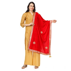 Mayawye Women's Velvet Gotta Patti Dupatta (Red, Length: 2.25 to 2.50 Mtr)