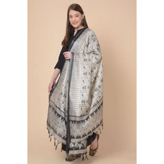 Mayawye Women's Art Silk Printed Dupatta (Black, Length: 2.25 to 2.50 Mtr)