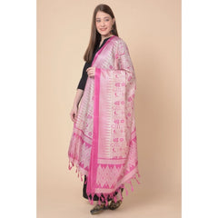Mayawye Women's Art Silk Printed Dupatta (Pink, Length: 2.25 to 2.50 Mtr)
