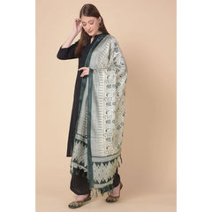 Mayawye Women's Art Silk Printed Dupatta (Grey, Length: 2.25 to 2.50 Mtr)