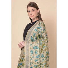 Mayawye Women's Art Silk Printed Dupatta (Gold, Length: 2.25 to 2.50 Mtr)