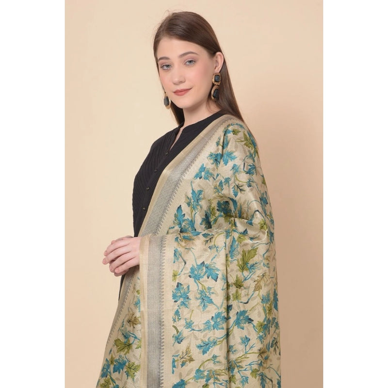 Mayawye Women's Art Silk Printed Dupatta (Gold, Length: 2.25 to 2.50 Mtr)