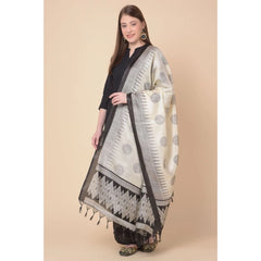 Mayawye Women's Art Silk Printed Dupatta (Black, Length: 2.25 to 2.50 Mtr)