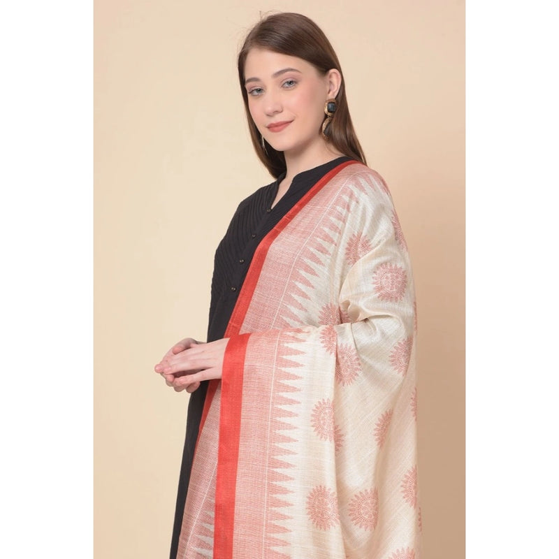 Mayawye Women's Art Silk Printed Dupatta (Red, Length: 2.25 to 2.50 Mtr)