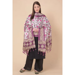 Mayawye Women's Art Silk Printed Dupatta (Purple, Length: 2.25 to 2.50 Mtr)