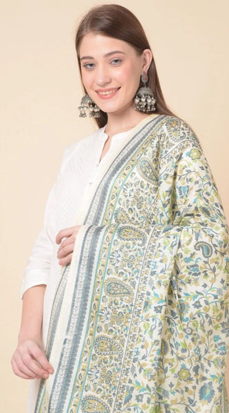 Mayawye Women's Art Silk Printed Dupatta (Off White, Length: 2.25 to 2.50 Mtr)