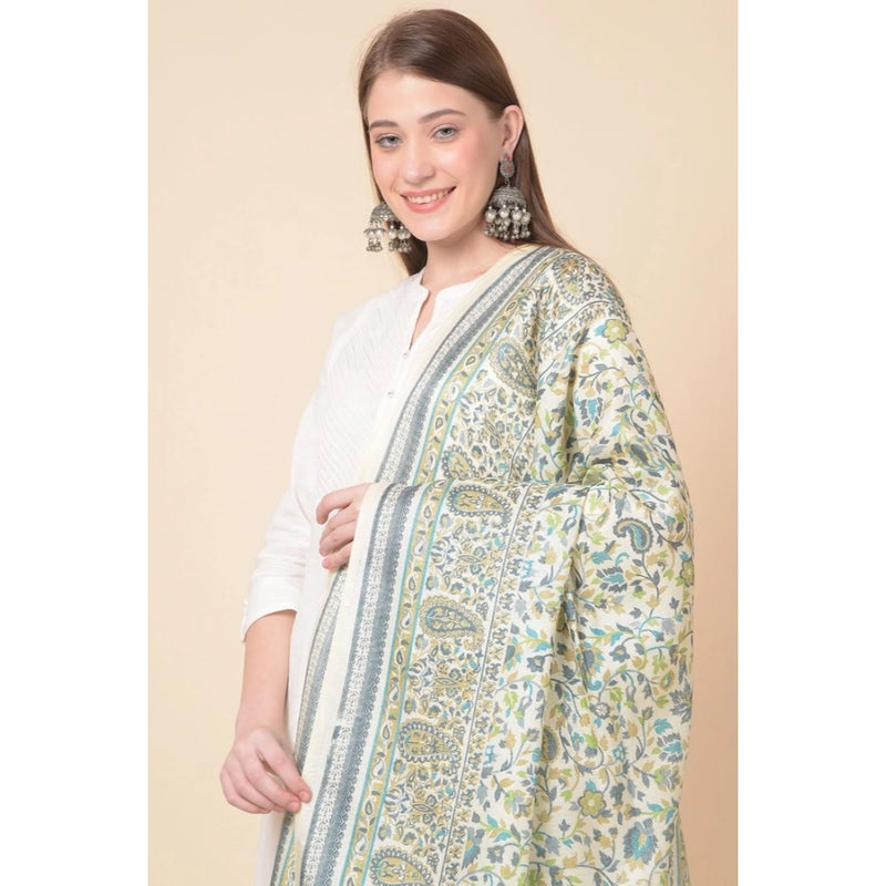 Mayawye Women's Art Silk Printed Dupatta (Off White, Length: 2.25 to 2.50 Mtr)