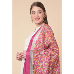 Mayawye Women's Art Silk Printed Dupatta (Pink, Length: 2.25 to 2.50 Mtr)