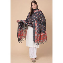 Mayawye Women's Art Silk Printed Dupatta (Black, Length: 2.25 to 2.50 Mtr)