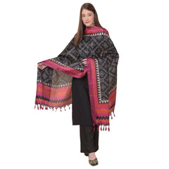 Mayawye Women's Art Silk Printed Dupatta (Black, Length: 2.25 to 2.50 Mtr)