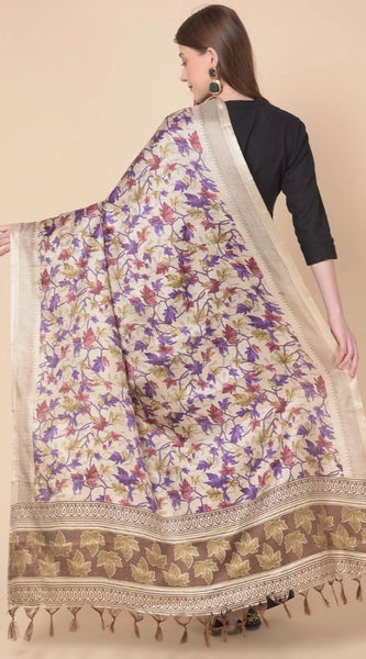 Mayawye Women's Art Silk Printed Dupatta (Gold, Length: 2.25 to 2.50 Mtr)