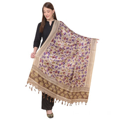 Mayawye Women's Art Silk Printed Dupatta (Gold, Length: 2.25 to 2.50 Mtr)