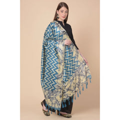 Mayawye Women's Art Silk Printed Dupatta (Blue, Length: 2.25 to 2.50 Mtr)