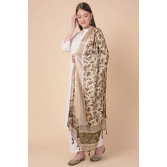 Mayawye Women's Art Silk Printed Dupatta (Gold, Length: 2.25 to 2.50 Mtr)
