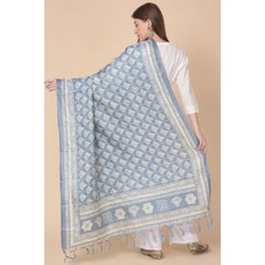 Mayawye Women's Art Silk Printed Dupatta (Grey, Length: 2.25 to 2.50 Mtr)