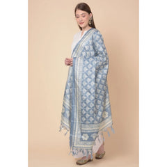 Mayawye Women's Art Silk Printed Dupatta (Grey, Length: 2.25 to 2.50 Mtr)