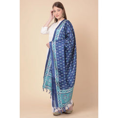 Mayawye Women's Art Silk Printed Dupatta (Blue, Length: 2.25 to 2.50 Mtr)