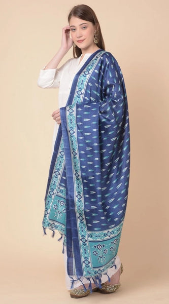 Mayawye Women's Art Silk Printed Dupatta (Blue, Length: 2.25 to 2.50 Mtr)