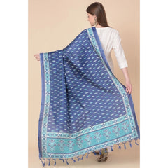 Mayawye Women's Art Silk Printed Dupatta (Blue, Length: 2.25 to 2.50 Mtr)