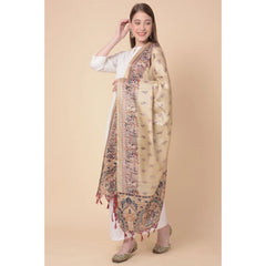 Mayawye Women's Art Silk Printed Dupatta (Gold, Length: 2.25 to 2.50 Mtr)