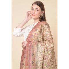 Mayawye Women's Art Silk Printed Dupatta (Pink, Length: 2.25 to 2.50 Mtr)