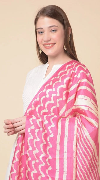 Mayawye Women's Art Silk Printed Dupatta (Pink, Length: 2.25 to 2.50 Mtr)