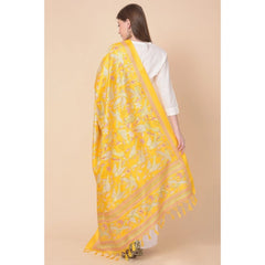 Mayawye Women's Art Silk Printed Dupatta (Yellow, Length: 2.25 to 2.50 Mtr)