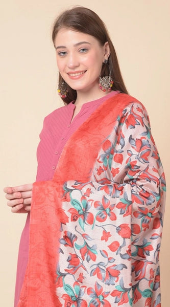 Mayawye Women's Art Silk Printed Dupatta (Red, Length: 2.25 to 2.50 Mtr)