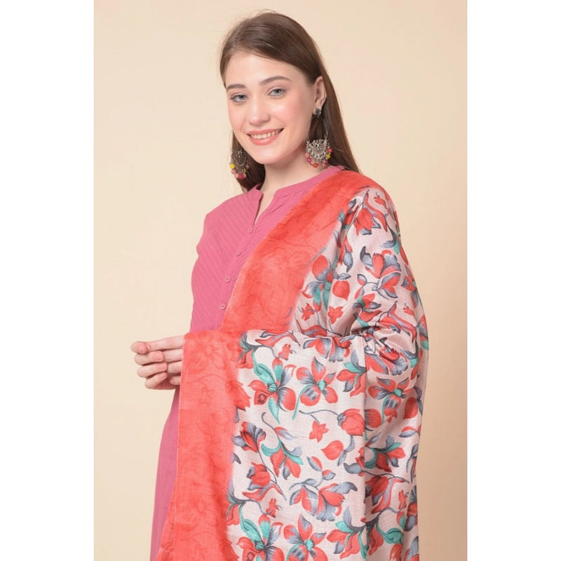 Mayawye Women's Art Silk Printed Dupatta (Red, Length: 2.25 to 2.50 Mtr)