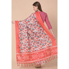 Mayawye Women's Art Silk Printed Dupatta (Red, Length: 2.25 to 2.50 Mtr)