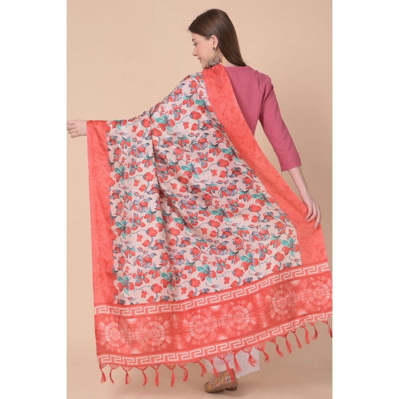 Mayawye Women's Art Silk Printed Dupatta (Red, Length: 2.25 to 2.50 Mtr)