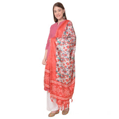 Mayawye Women's Art Silk Printed Dupatta (Red, Length: 2.25 to 2.50 Mtr)