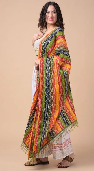Mayawye Women's Chanderi Printed Dupatta (Multicolor, Length: 2.25 to 2.50 Mtr)
