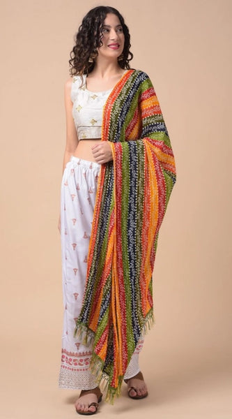 Mayawye Women's Chanderi Printed Dupatta (Multicolor, Length: 2.25 to 2.50 Mtr)
