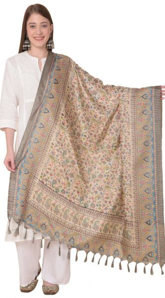 Mayawye Women's Art Silk Printed Dupatta (Light Brown, Length: 2.25 to 2.50 Mtr)