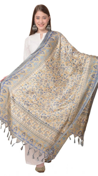 Mayawye Women's Art Silk Printed Dupatta (Grey, Length: 2.25 to 2.50 Mtr)