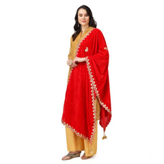 Mayawye Women's Velvet Gotta Patti Dupatta (Red, Length: 2.25 to 2.50 Mtr)