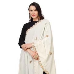 Mayawye Women's Velvet Gotta Patti Dupatta (Off White, Length: 2.25 to 2.50 Mtr)