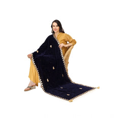 Mayawye Women's Velvet Gotta Patti Dupatta (Blue, Length: 2.25 to 2.50 Mtr)