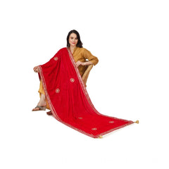 Mayawye Women's Velvet Gotta Patti Dupatta (Pink, Length: 2.25 to 2.50 Mtr)