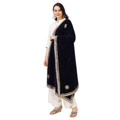 Mayawye Women's Velvet Gotta Patti Dupatta (Blue, Length: 2.25 to 2.50 Mtr)