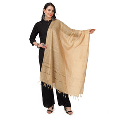 Mayawye Women's Chanderi Solid Dupatta (Gold, Length: 2.25 to 2.50 Mtr)