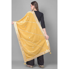 Mayawye Women's Velvet Gotta Patti Dupatta (Gold, Length: 2.25 to 2.50 Mtr)